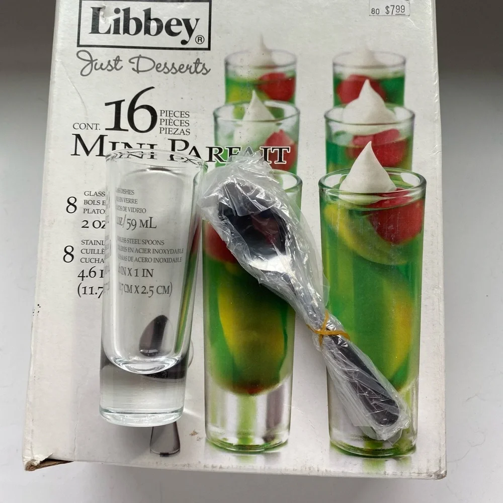 NEW W/BOXES LIBBY Just Desserts Multiple Clear Parfait, Zombie, Cabo Splash Sets
